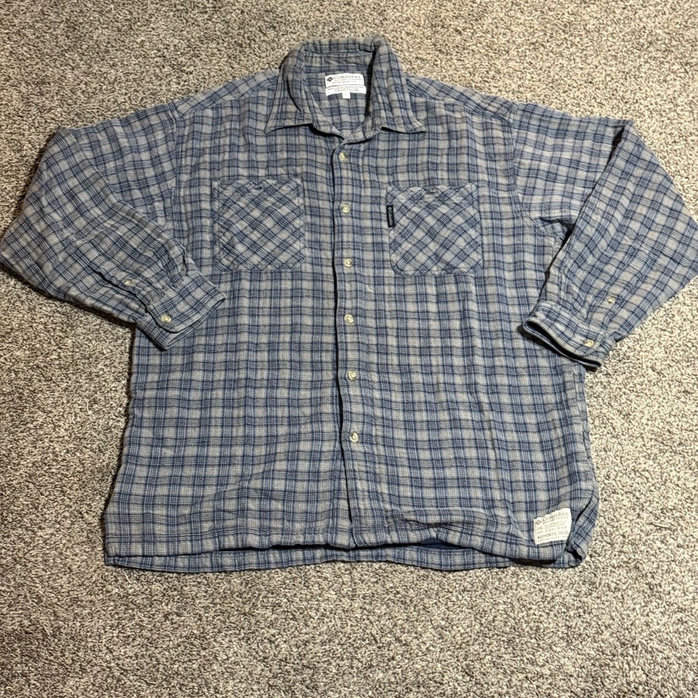 Columbia Men's Blue Plaid outdoor athletic Shirt